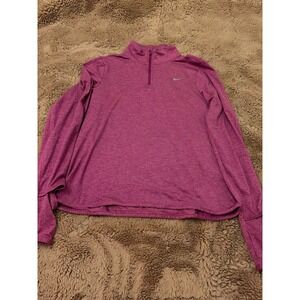 Nike Running Womens Dri-FIT 1/2 Zip Pullover Top Heather Pink Magenta Medium